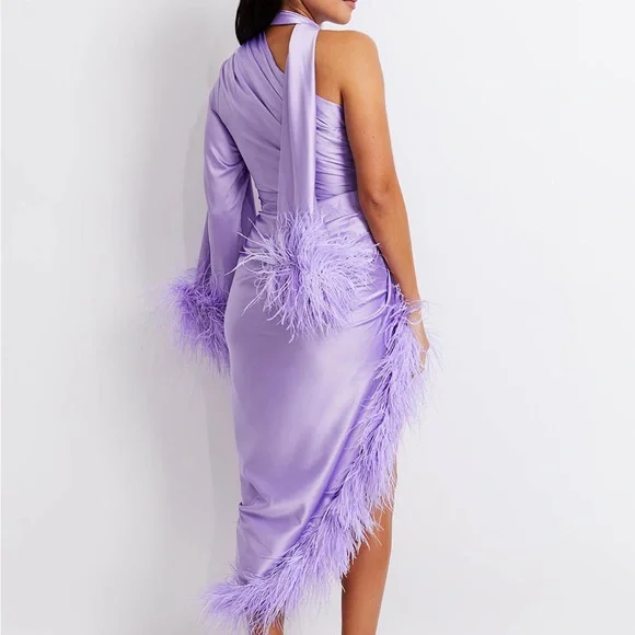 NWT - PatBO Feather Trim Oscar Dress 2 $1,595 current season
